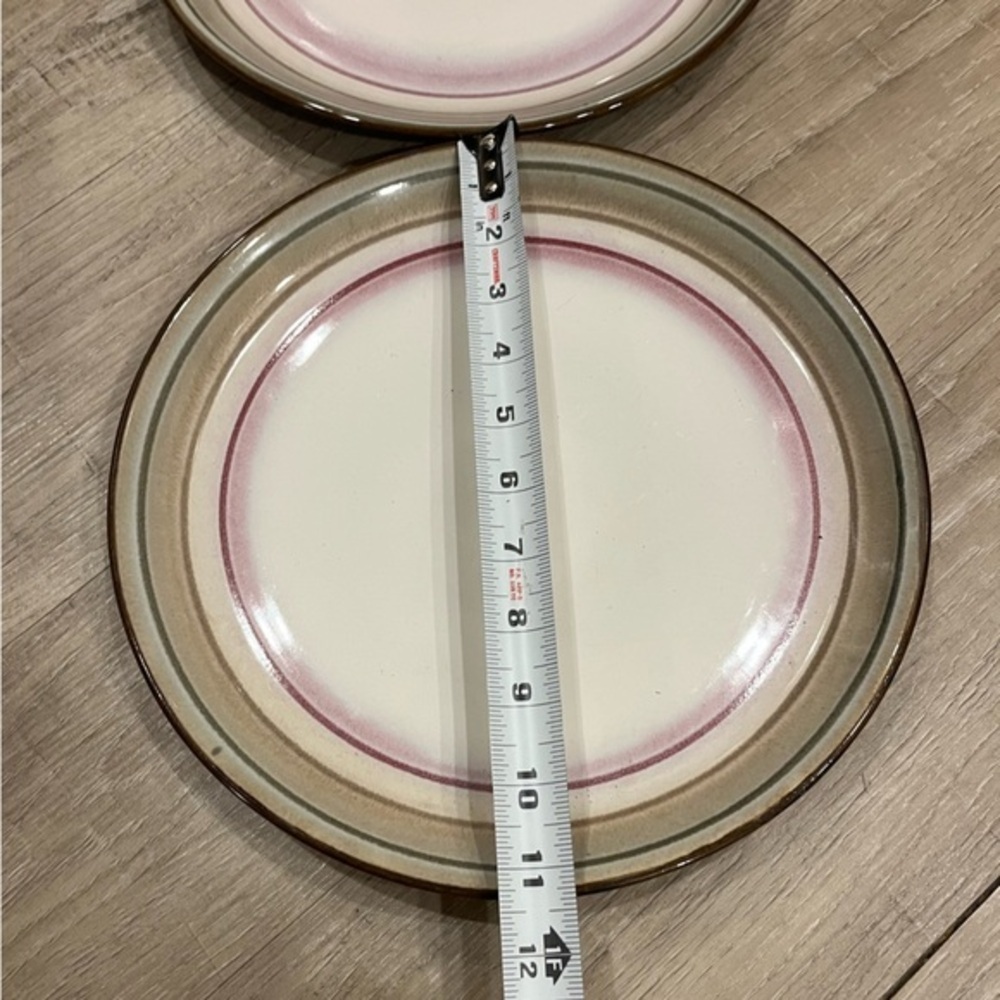 Sango Arcadia Black Cream and Pink Dinner Plates with Tan Edge Set of Two - Picture 6 of 9